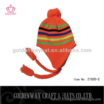 Orange tricoté chapeaux earflaps dobby 2013 mode tricot chapeaux custom design fabricant en gros